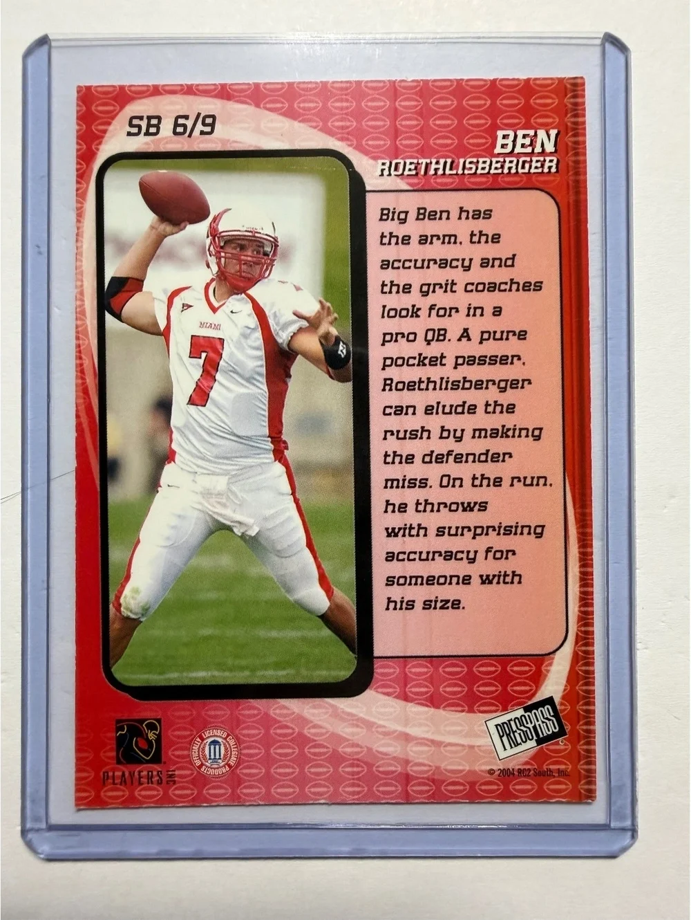 2004 Press Pass Showbound Ben Roethlisberger Football Trading Card